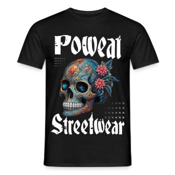 Poweat Streetwear Skull - Männer T-Shirt - Schwarz - Vorne - AI Model Male 178 light (178cm)