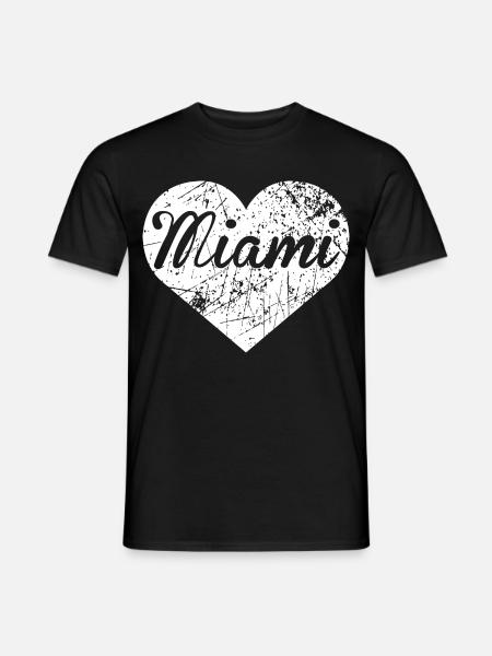 Miami Herz - Männer T-Shirt - Schwarz