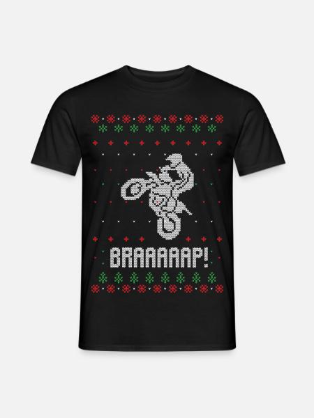 Motorrad-Hässliche Weihnachts-Biker-Crew - Männer T-Shirt - Schwarz