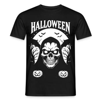 Halloween Skull in Hood Style - Men's T-Shirt - black - Front - AI Model Male 178 light (178cm)