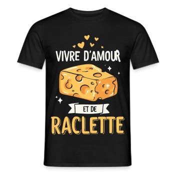 Live On Love And Raclette Funny Gift - Men's T-Shirt - black - Front - AI Model Male 178 light (178cm)