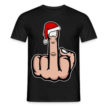 Christmas Middle Finger with Santa Hat - Men's T-Shirt - black - Front - AI Model Male 178 light (178cm)