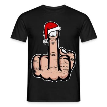 Christmas Middle Finger with Santa Hat - Men's T-Shirt - black - Front - AI Model Male 178 light (178cm)
