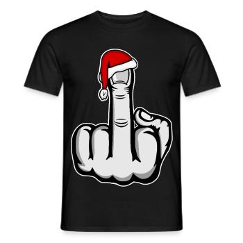 Weihnachten Mittelfinger mit Weihnachtsmütze - Männer T-Shirt - Schwarz - Vorne - AI Model Male 178 light (178cm)
