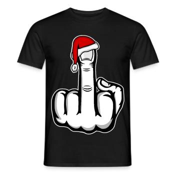 Weihnachten Mittelfinger mit Weihnachtsmütze - Männer T-Shirt - Schwarz - Vorne - AI Model Male 178 light (178cm)