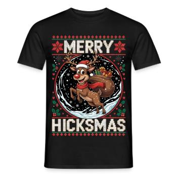 Christmas Reindeer Rudolph - Christmas - Men's T-Shirt - black - Front - AI Model Male 178 light (178cm)