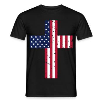 USA Kreuz Flagge - Männer T-Shirt - Schwarz - Vorne - AI Model Male 178 light (178cm)