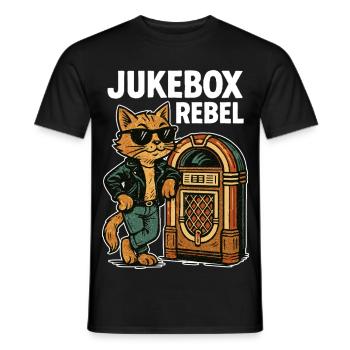 Rockabilly Jukebox Cool Cat Rebel Retro Gift - Men's T-Shirt - black - Front - AI Model Male 178 light (178cm)