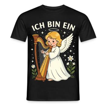 Costume d’ange Girlette de Carnaval Harpe ange - T-shirt homme - noir - Devant - AI Model Male 178 light (178cm)