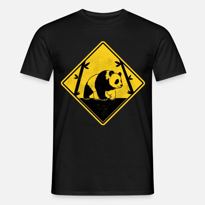 Cartello stradale giallo Panda - T-shirt uomo - nero