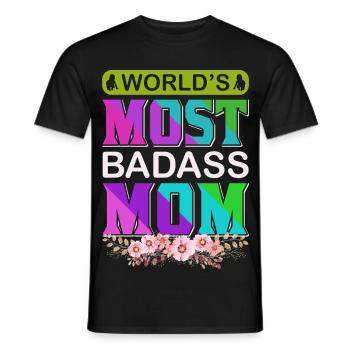 World's Badass Mom – Mutiges, florales Muttertagsgeschenk - Männer T-Shirt - Schwarz - Vorne - AI Model Male 178 light (178cm)