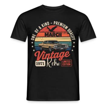 Anniversaire Mars 1971 Année Édition Limitée 1971 - T-shirt homme - noir - Devant - AI Model Male 178 light (178cm)