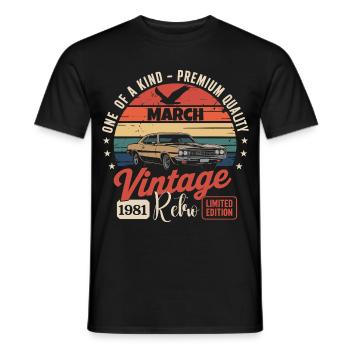 Birthday March 1981 Year Limited Edition 1981 - Men's T-Shirt - black - Front - AI Model Male 178 light (178cm)