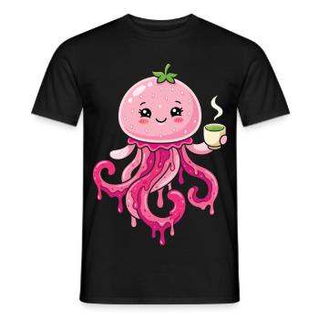 Kawaii Matcha Qualle süß - Männer T-Shirt - Schwarz - Vorne - AI Model Male 178 light (178cm)