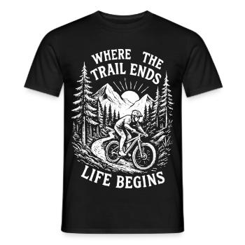Sentier vintage pour VTT – Flow & Mountains Design - T-shirt homme - noir - Devant - AI Model Male 178 light (178cm)