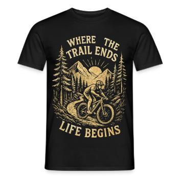 Sentier vintage pour VTT – Flow & Mountains Design - T-shirt homme - noir - Devant - AI Model Male 178 light (178cm)
