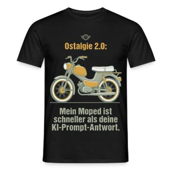 Ostalgie Moped. KI Prompt Spruch - Männer T-Shirt - Schwarz - Vorne - AI Model Male 178 light (178cm)