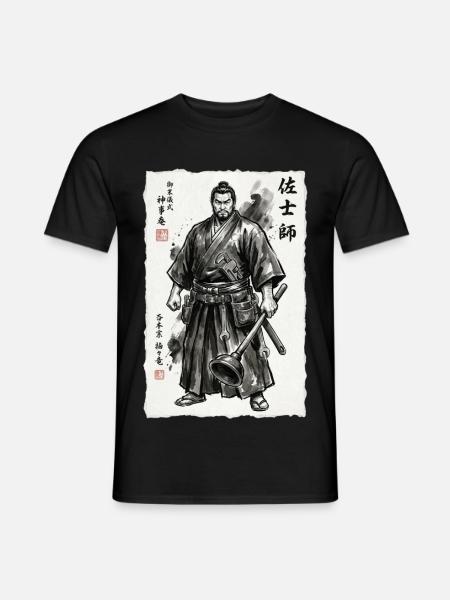 Samurai Handwerker Ukiyo-e Saugnapf Werkzeug - Männer T-Shirt - Schwarz