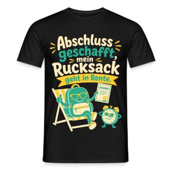 Abschluss geschafft, mein Rucksack geht in Rente. - Männer T-Shirt - Schwarz - Vorne - AI Model Male 178 light (178cm)