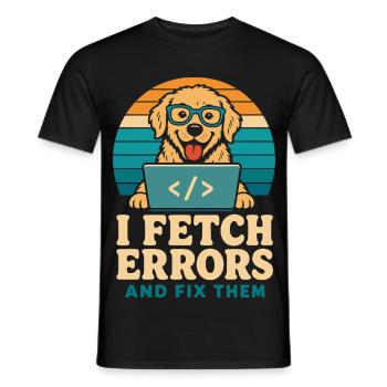 Je reçois les erreurs et je les corrige, chien du développeur - T-shirt homme - noir - Devant - AI Model Male 178 light (178cm)