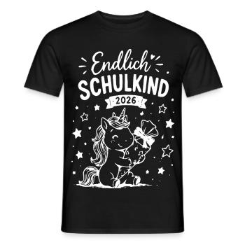 Endlich Schulkind 2026 Einhorn - Männer T-Shirt - Schwarz - Vorne - AI Model Male 178 light (178cm)