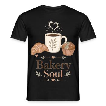 Bakery Soul Kaffee Kunst - Männer T-Shirt - Schwarz - Vorne - AI Model Male 178 light (178cm)