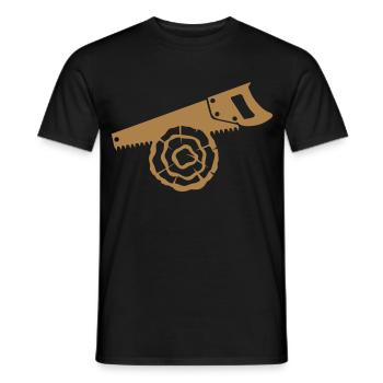 saw wood log branch - Men's T-Shirt - black - Front - AI Model Male 178 light (178cm)