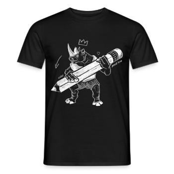 Royal Rhino – Roi créatif avec stylo - T-shirt homme - noir - Devant - AI Model Male 178 light (178cm)