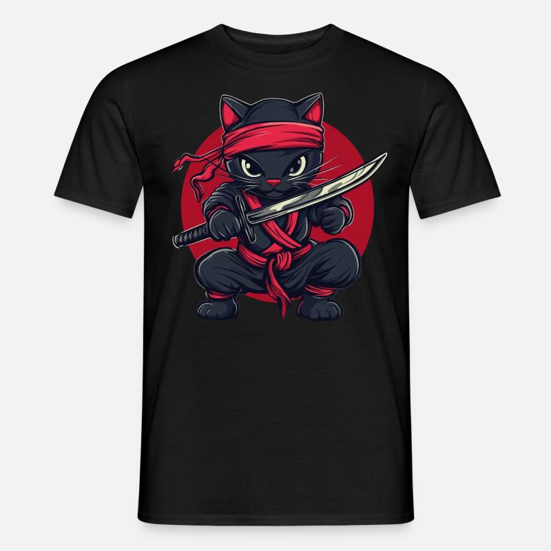 Katze Ninja - Männer T-Shirt - Schwarz