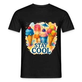 Stay Cool Shirt | Eis Design für Sommer - Männer T-Shirt - Schwarz - Vorne - AI Model Male 178 light (178cm)