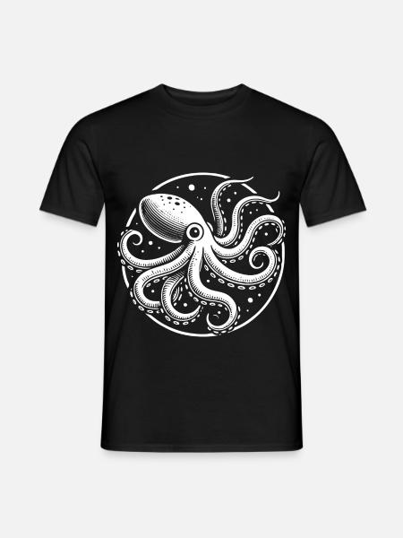 Vintage Kraken Design – Maritimer Oktopus Stil - Männer T-Shirt - Schwarz