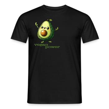 Vegan Power - Avocat - T-shirt homme - noir - Devant - AI Model Male 178 light (178cm)