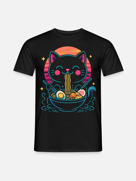 Kawaii Ramen Cat - Men's T-Shirt - black