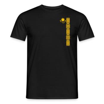 Kasachstan Flagge Symbol - Sonne und Adler - Männer T-Shirt - Schwarz - Vorne - AI Model Male 178 light (178cm)