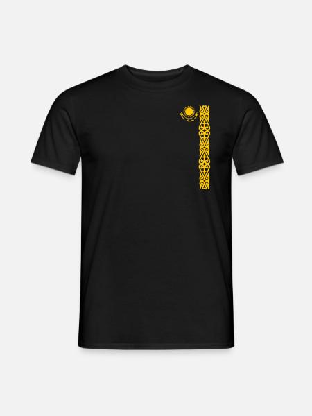 Kasachstan Flagge Symbol - Sonne und Adler - Männer T-Shirt - Schwarz