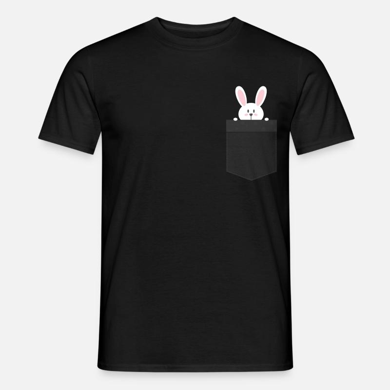 Osterhase in der Brusttasche. - Männer T-Shirt - Schwarz