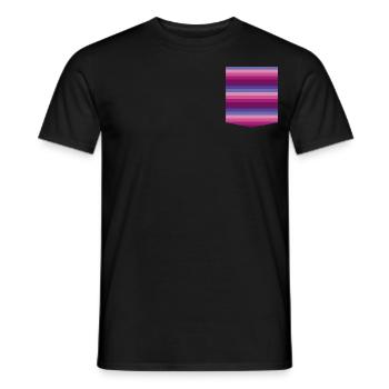 Rayures colorées de motif de t-shirt de poche - T-shirt homme - noir - Devant - AI Model Male 178 light (178cm)