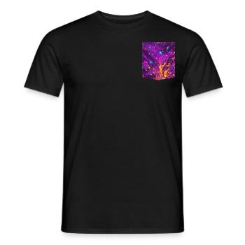 Bunt bedruckte Taschen-T-Shirt-Spritzer - Männer T-Shirt - Schwarz - Vorne - AI Model Male 178 light (178cm)