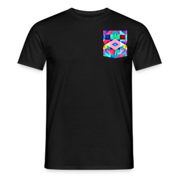 Bunt bedruckte Taschen-T-Shirt-Design-Aquarelle - Männer T-Shirt - Schwarz - Vorne - AI Model Male 178 light (178cm)