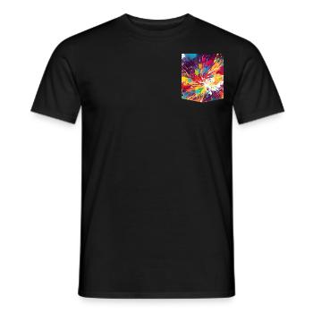 Bunt bedrucktes Taschen-T-Shirt mit Splash-Art - Männer T-Shirt - Schwarz - Vorne - AI Model Male 178 light (178cm)