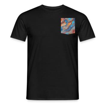 Colorful Printed Pocket T-Shirt Marble Texture - Men's T-Shirt - black - Front - AI Model Male 178 light (178cm)