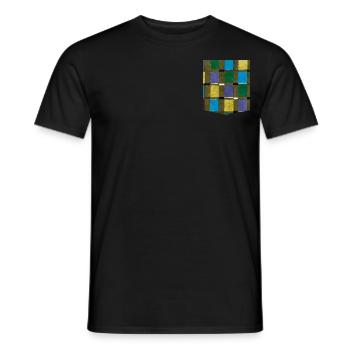 T-shirt à poche imprimé coloré à motif japonais - T-shirt homme - noir - Devant - AI Model Male 178 light (178cm)