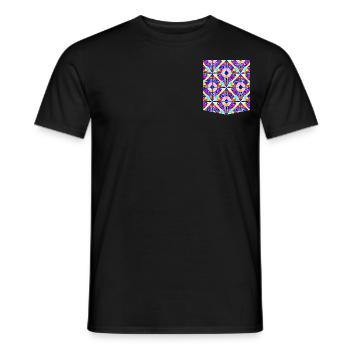 T-shirt with a full-color printed pocket and gift idea - Men's T-Shirt - black - Front - AI Model Male 178 light (178cm)