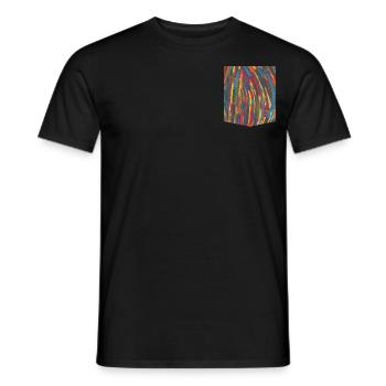 Abstract Texture Design Printed Pocket T-Shirt - Men's T-Shirt - black - Front - AI Model Male 178 light (178cm)