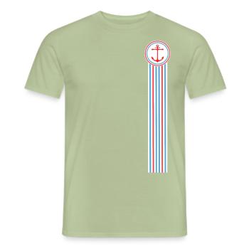 Look maritime avec rayures et ancre - T-shirt homme - vert sauge - Devant - AI Model Male 178 light (178cm)