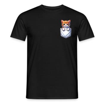 Chat dans une poche - T-shirt homme - noir - Devant - AI Model Male 178 light (178cm)