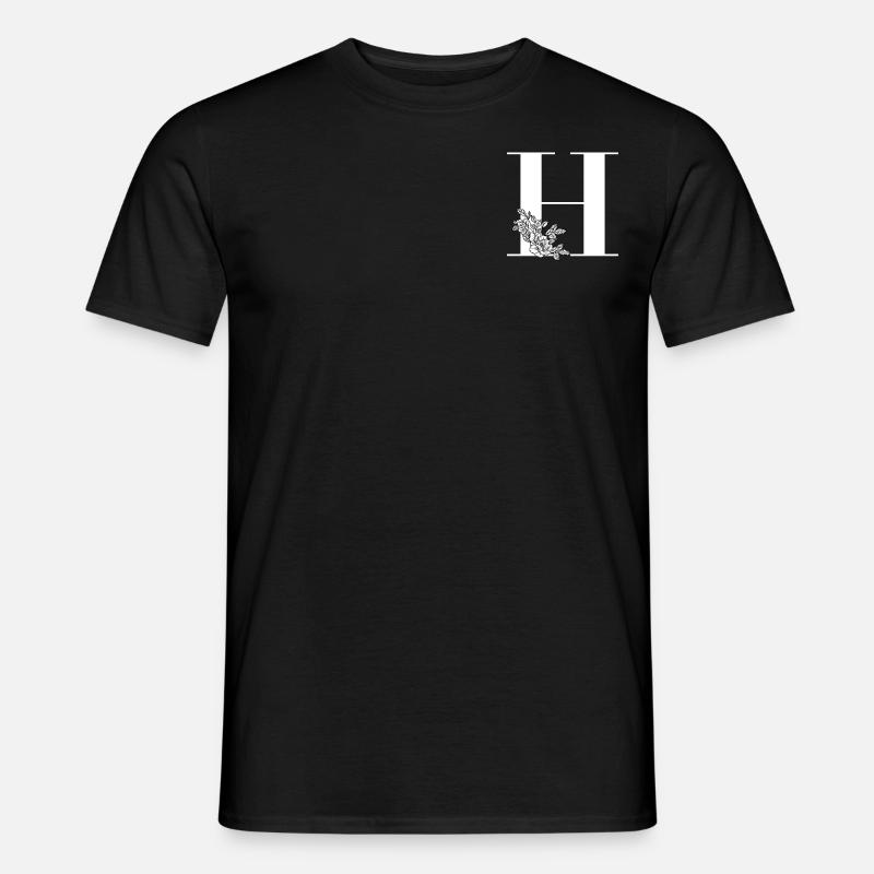 Lettre H Fleur - T-shirt homme - noir