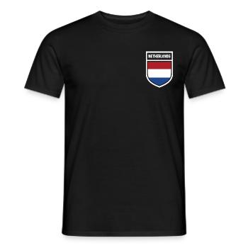 Netherlands - National flag in coat of arms - Men's T-Shirt - black - Front - AI Model Male 178 light (178cm)
