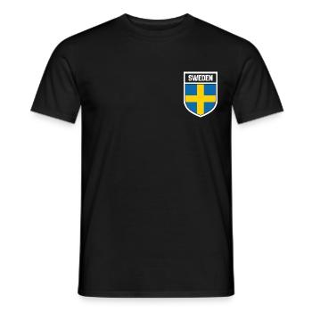 Schweden - Nationalfahne im Wappen Sweden - Männer T-Shirt - Schwarz - Vorne - AI Model Male 178 light (178cm)