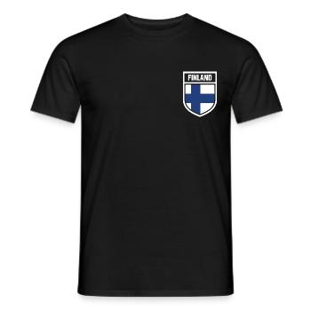 Finnland - Nationalfahne im Wappen - Männer T-Shirt - Schwarz - Vorne - AI Model Male 178 light (178cm)